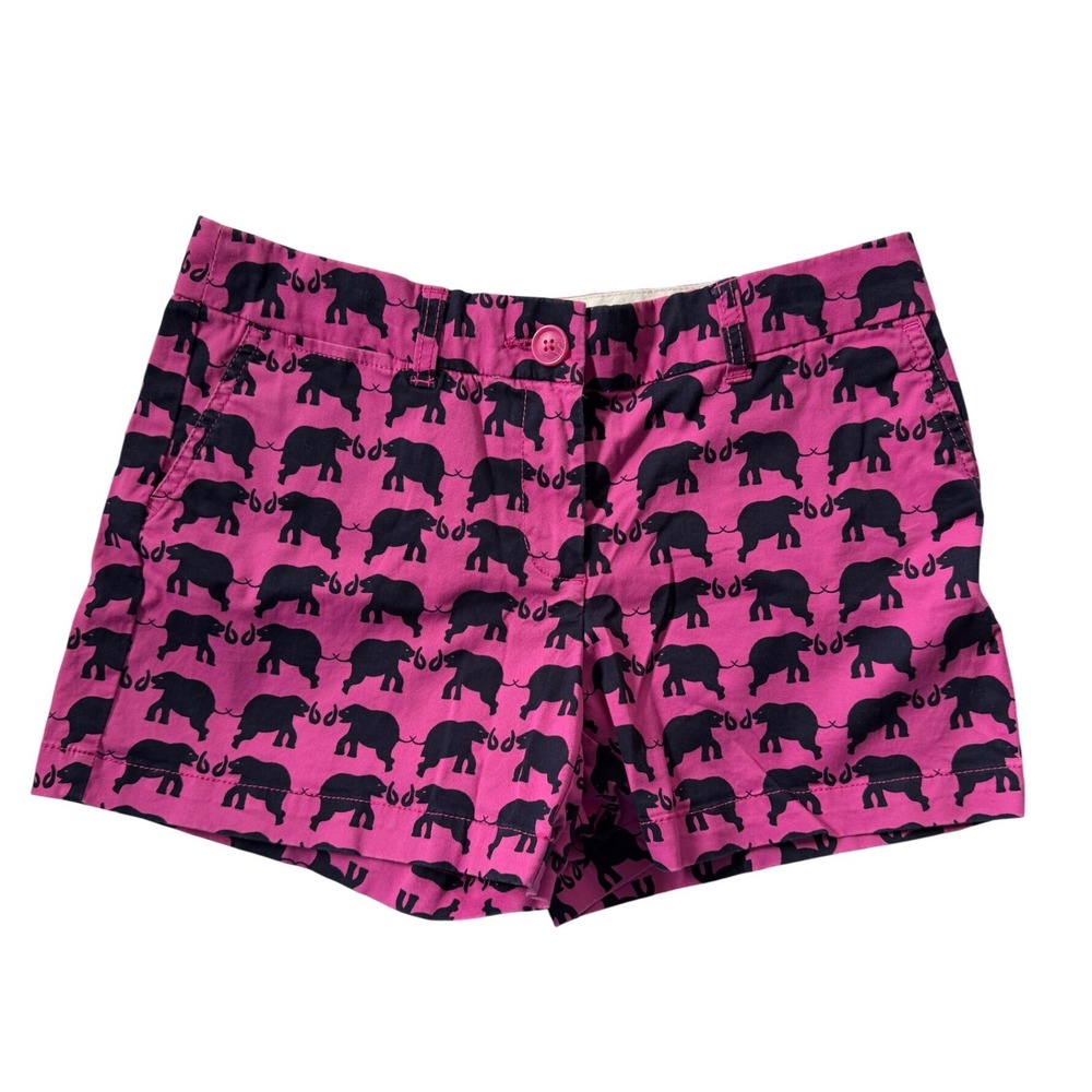 Crown & Ivy Petite Pink Elephant Print Chino Shorts Size 6P